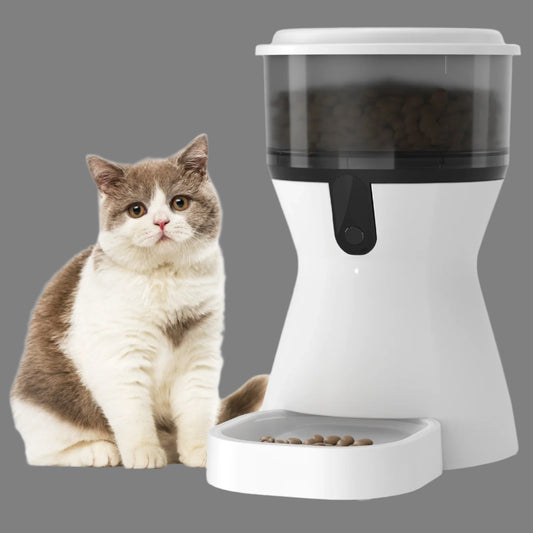 Automatic Cat Feeders Wifi, Timed Dog Feeder with 10S Dining Voice Record, 4L Cat/Dog Food Dispenser
