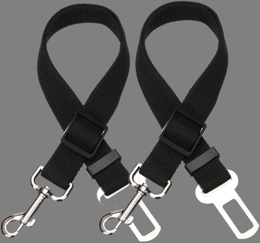 2 Packs Adjustable Length Pet Dog Cat Car Seat Belt Pet Seat Belt Pet Accessories for Dogs Cats and Pets (Black)