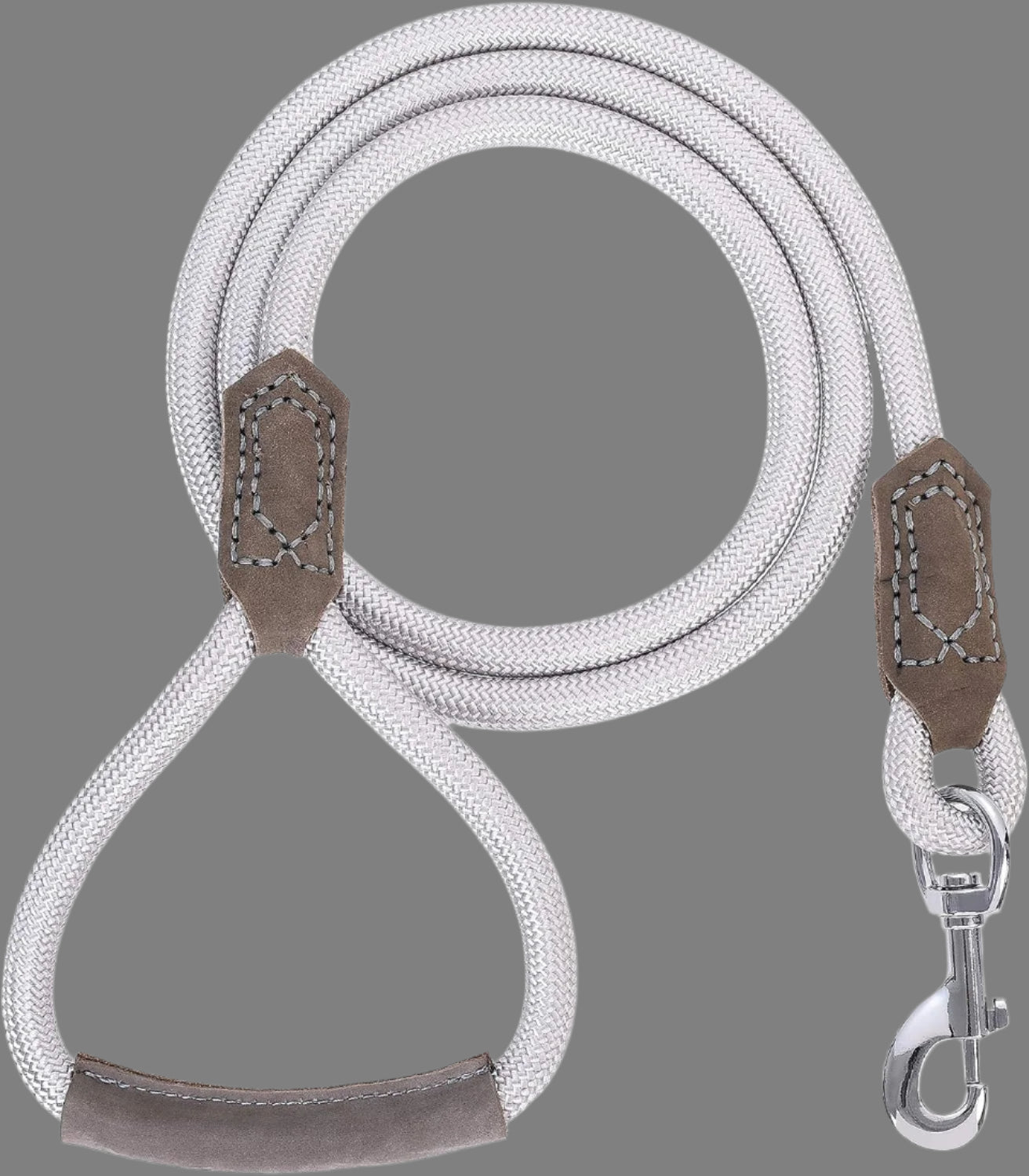 | Premium Leather Dog Leash | Strong Rope Leash | Leather Handle | Zinc Alloy Strong Clasp | Small Medium Large Dogs | 4/5/6 Feet(Sliver, 60 Inch (Pack of 1))