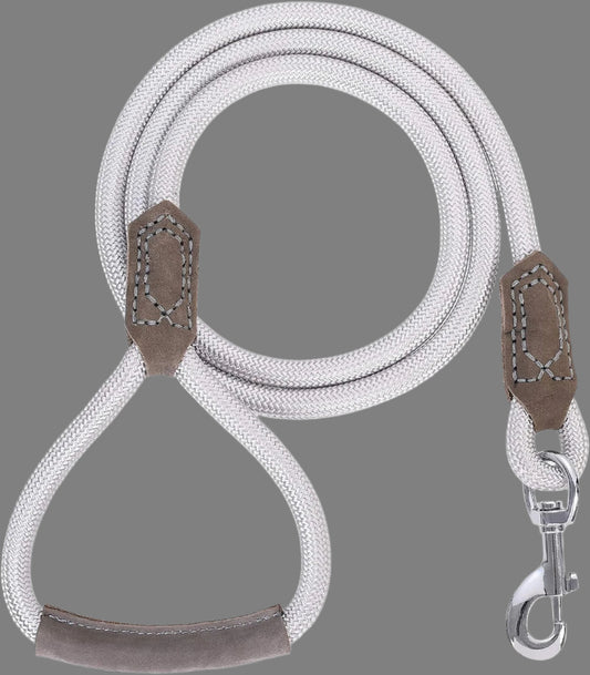| Premium Leather Dog Leash | Strong Rope Leash | Leather Handle | Zinc Alloy Strong Clasp | Small Medium Large Dogs | 4/5/6 Feet(Sliver, 60 Inch (Pack of 1))