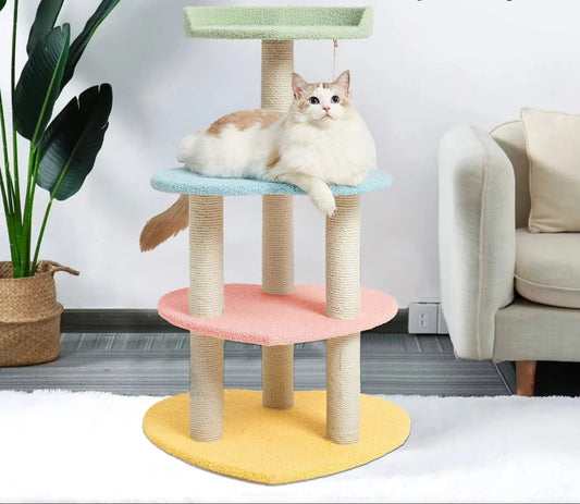 Cat Tree Cat Tower Sisal Scratching Posts Multi-Level Platform Activity Furniture 39.4''