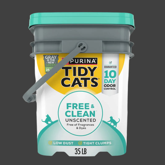 Purina  Free & Clean Unscented Cat Litter, Scoopable, Low Dust, Odor Control, 35 Lb. Pail